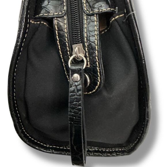 Franco Sarto FRANCO Black Crocodile Alligator Embossed Handbag Shoulder Bag - Picture 3 of 10